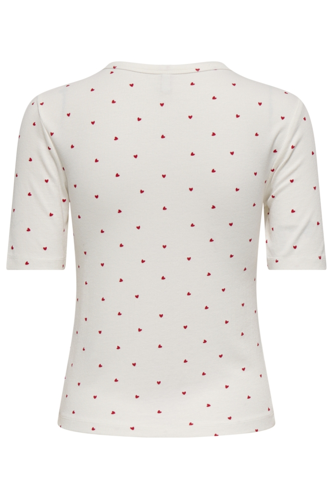 ONLNORA S/S CARDIGAN CS JRS 15370932 CLOUD DANCER/HEARTS